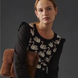 Anthropologie Maeve mixed media swan sweater vest